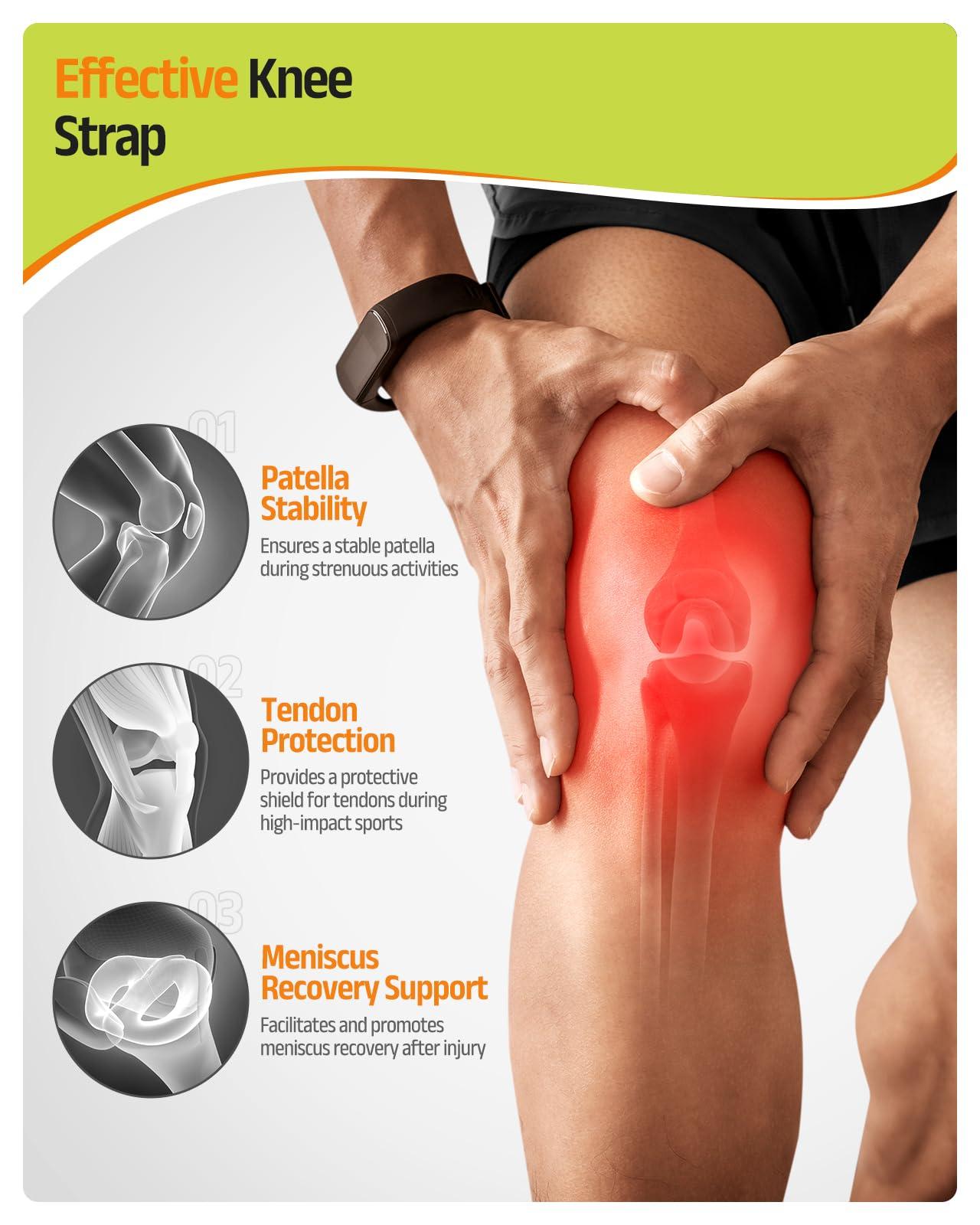 Rakiie Rakiie Knee Strap, Silicone Knee Brace for Precise Compression, Non-Slip Patella Tendon Support Strap, Patella Knee Strap for Men Women, Knee Support Band for Running, Weightlifting, Basketball (2 Pack, Black)