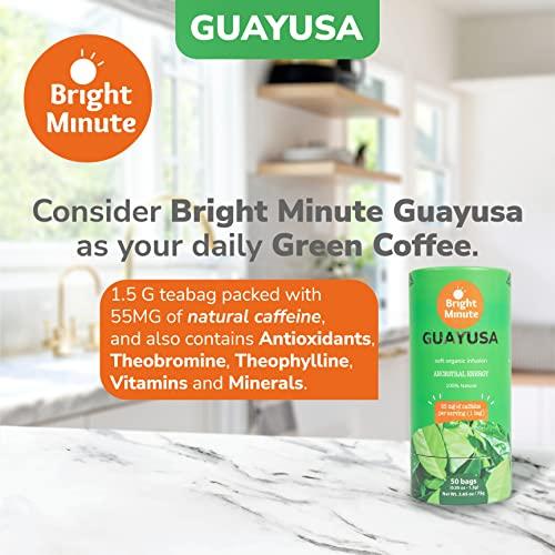 BRIGHT MINUTE Bright Minute Guayusa infusion 50 teabags | Coffee Alternative & Addition | 55mg of natural caffeine per small 1.5G (0.05OZ) bag, Calm and Wakeful Energy Boost!