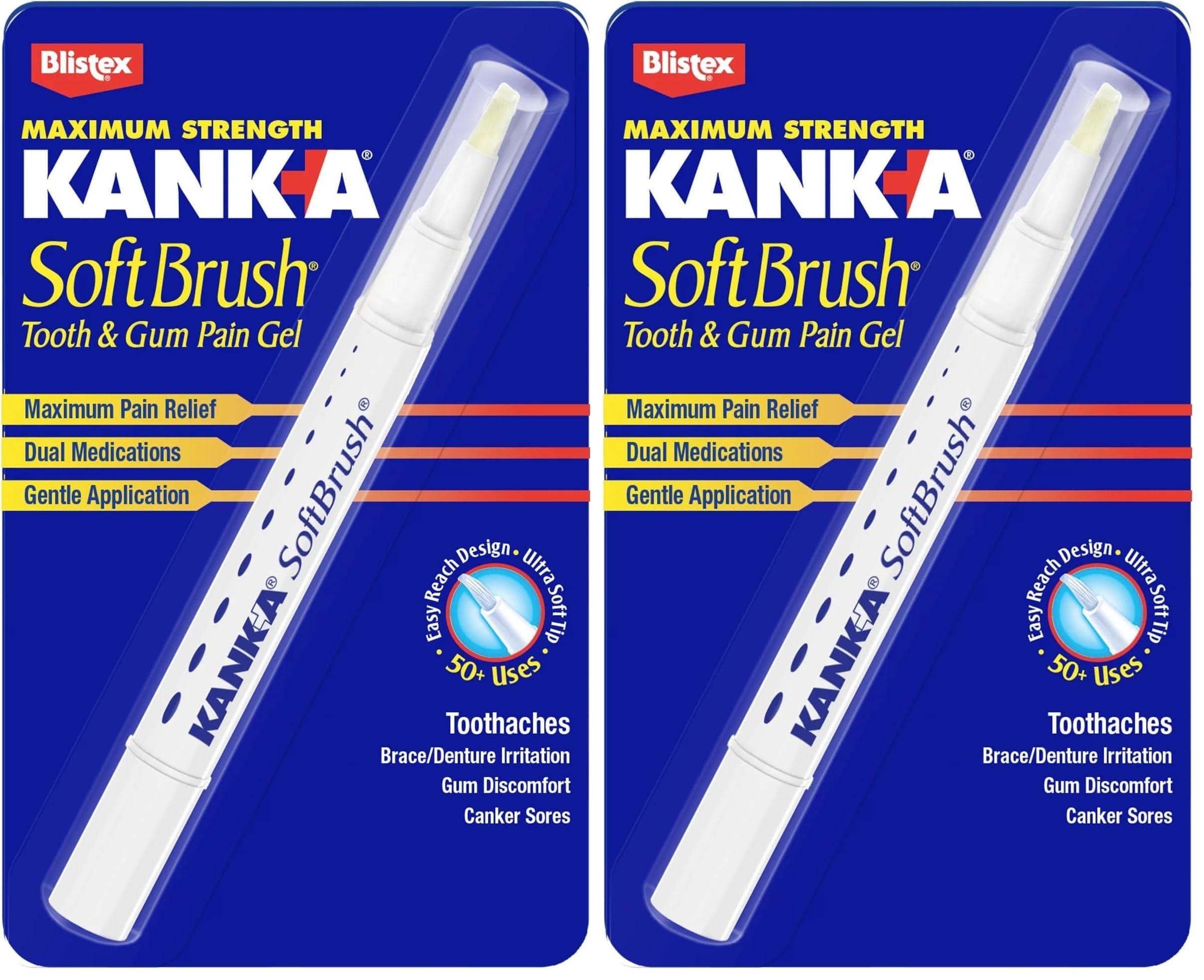 Kank-A Kank-A Soft Brush Tooth/Mouth Pain Gel, Professional Strength, 0.07 Ounce (Pack of 2)