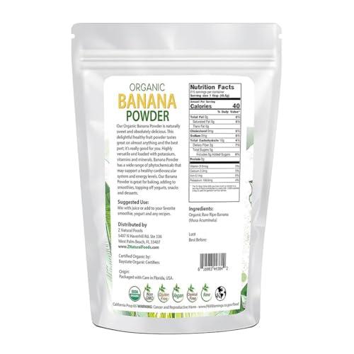 Z Natural Foods Z Natural Foods Organic Banana Powder, Fiber Supplement for Glowing Skin and Enhanced Immunity, Great in Juice, Smoothies, and Recipes, Non-GMO, Vegan, Gluten-Free, Kosher, 1 lb.