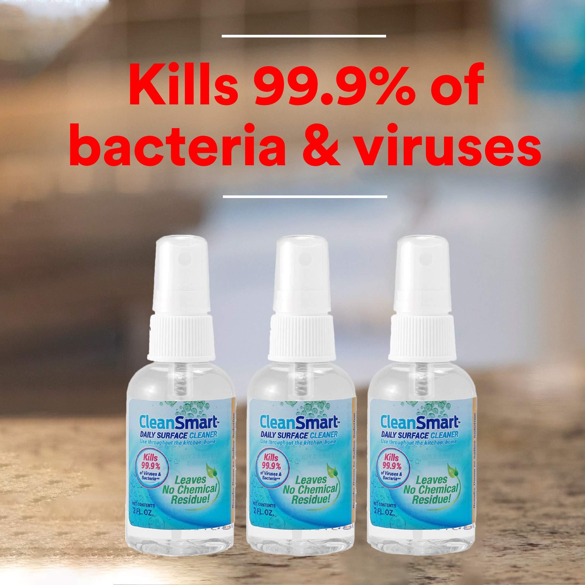 CleanSmart CleanSmart To Go Disinfectant Kills 99.9% of Viruses, TSA-Approved for Safe Travel, 2 oz Bottle (Pack of 3)