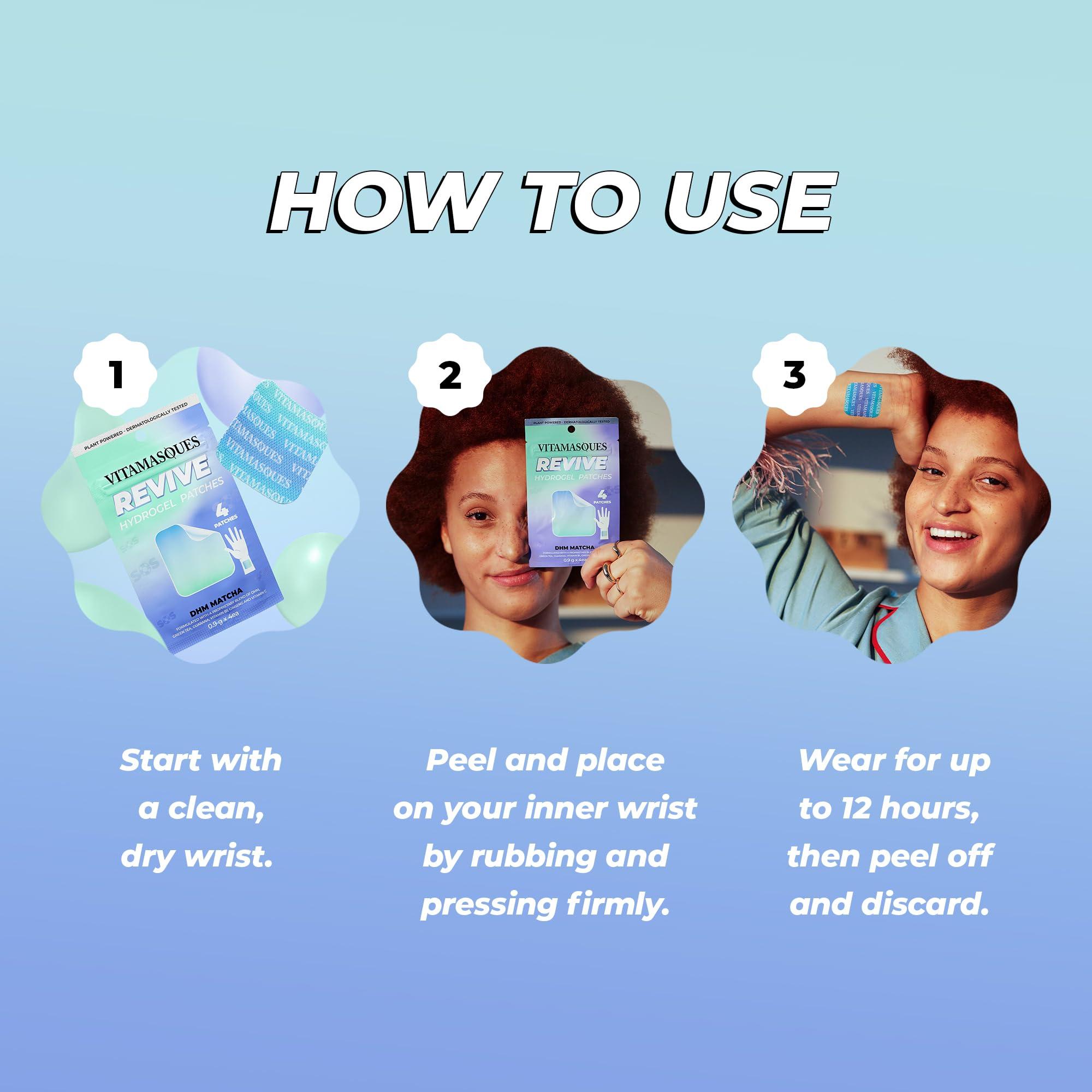 Vitamasques Vitamasques Recovery Patch, Reviveme Wellness Hydrogel Patch (3-Pack) - Revive Vitamin Patches with DHM, Green Tea, Guarana, & Vitamin B1 - Cruelty-Free & Gluten-Free Energy Patches for Adults