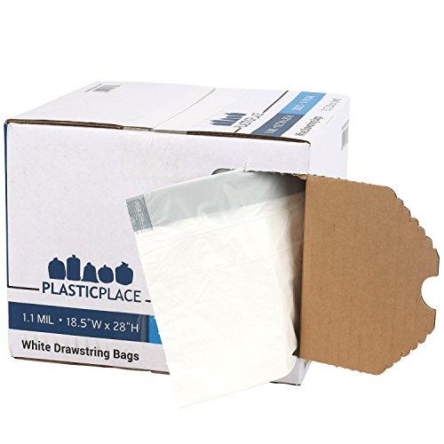 Plasticplace Plasticplace Custom Fit Trash Bags, Compatible with simplehuman Code H (200 Count) White Drawstring Garbage Liners 8-9 Gallon / 30-35 Liters, 18.5\" x 28\"