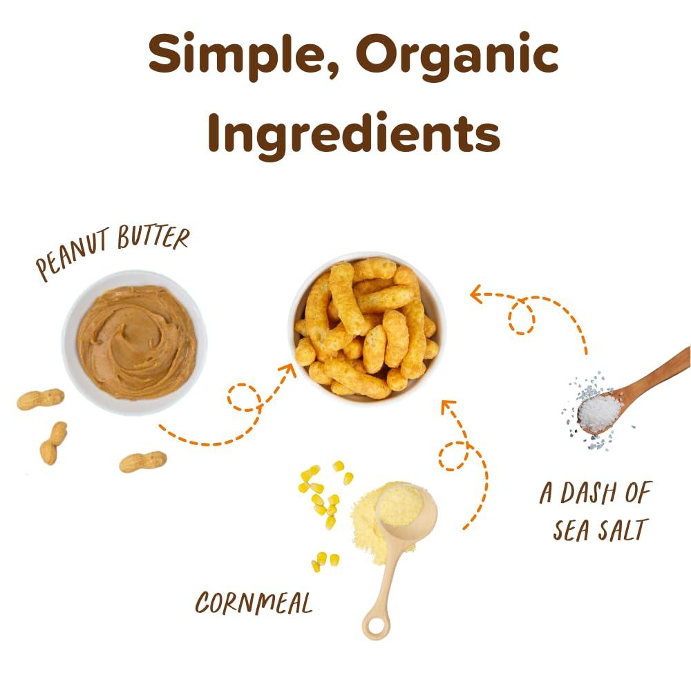 Puffworks Puffworks Original Organic Peanut Butter Puffs, 1.2 Ounce (Pack of 6), Plant-Based Protein Snack, Gluten- and Rice-Free, Vegan, Kosher