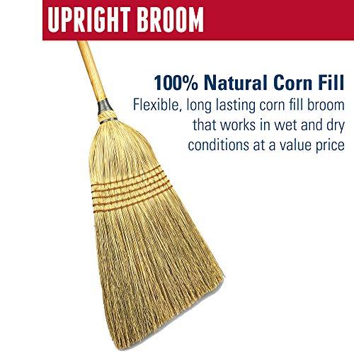 Weiler Weiler 95033 Heavy-Duty Corn Broom with Wooden Handle, 5 Sews, 100% Natural Corn Fill for Indoor or Outdoor Sweeping