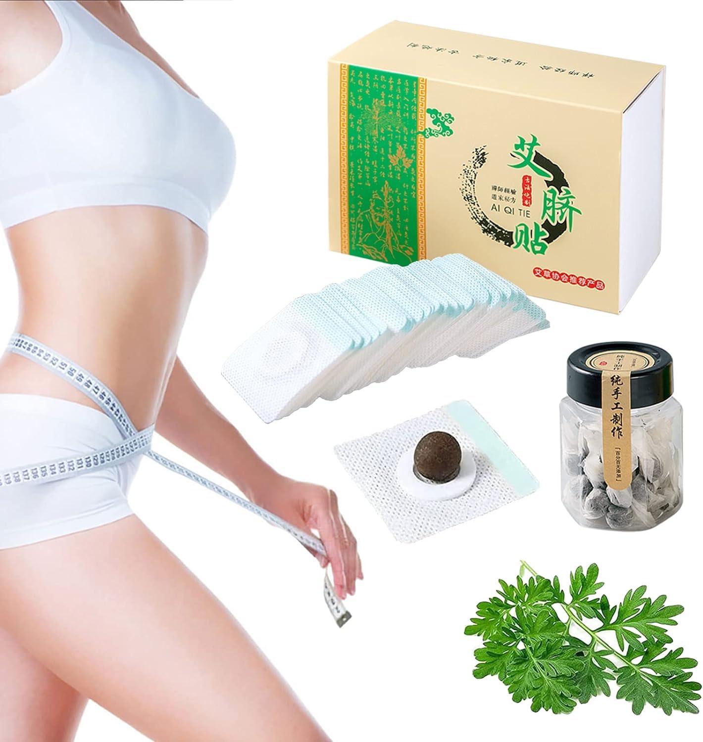 BENJEN Mugwort Belly Patch,30Pcs Natural Wormwood Essence Pills and 30Pcs Belly Sticker, Moxa Hot Moxibustion Navel Wormwood Sticker (30)