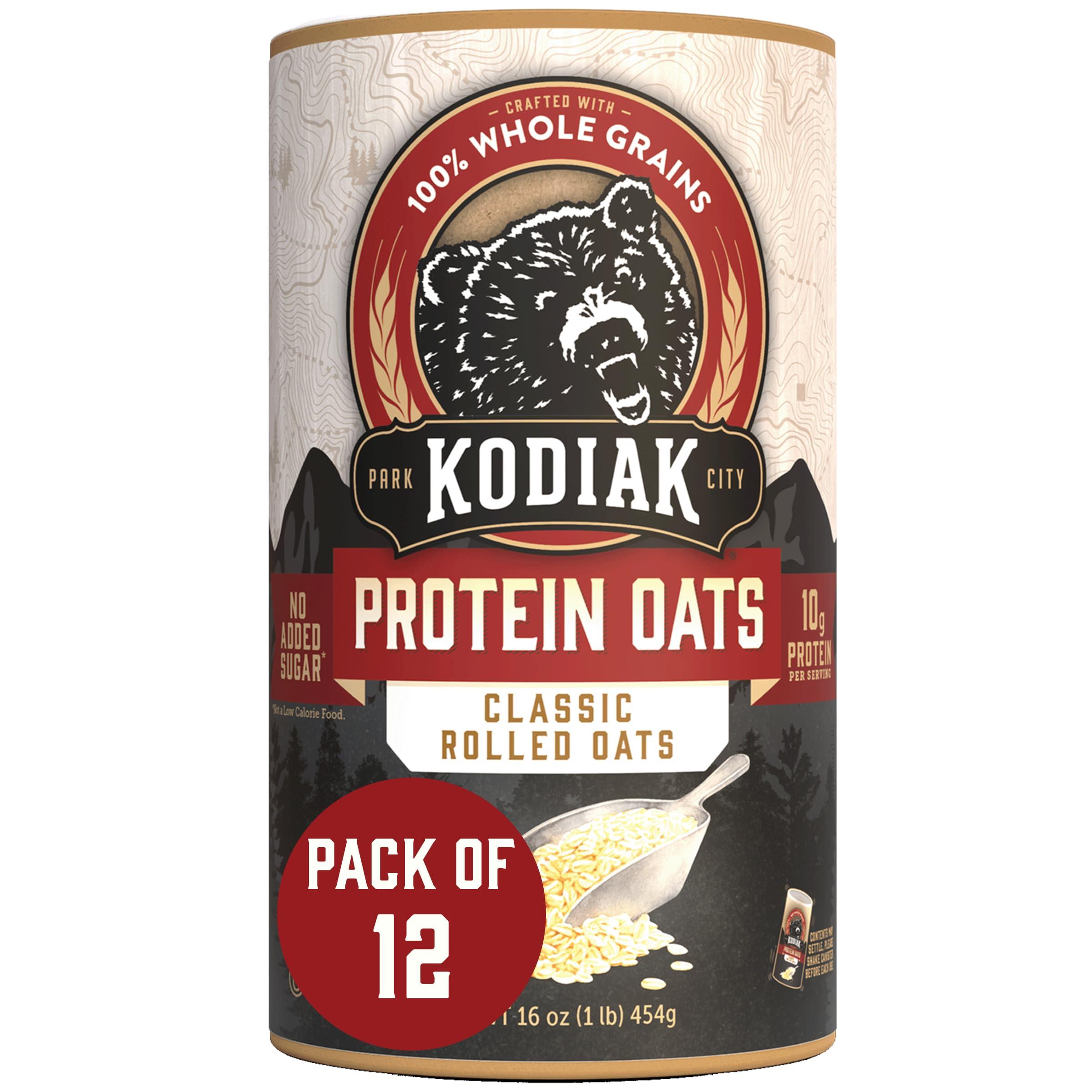 Kodiak Cakes Kodiak Oatmeal Canister, Rolled Oats, High Protein, 100% Whole Grains (12 canisters)