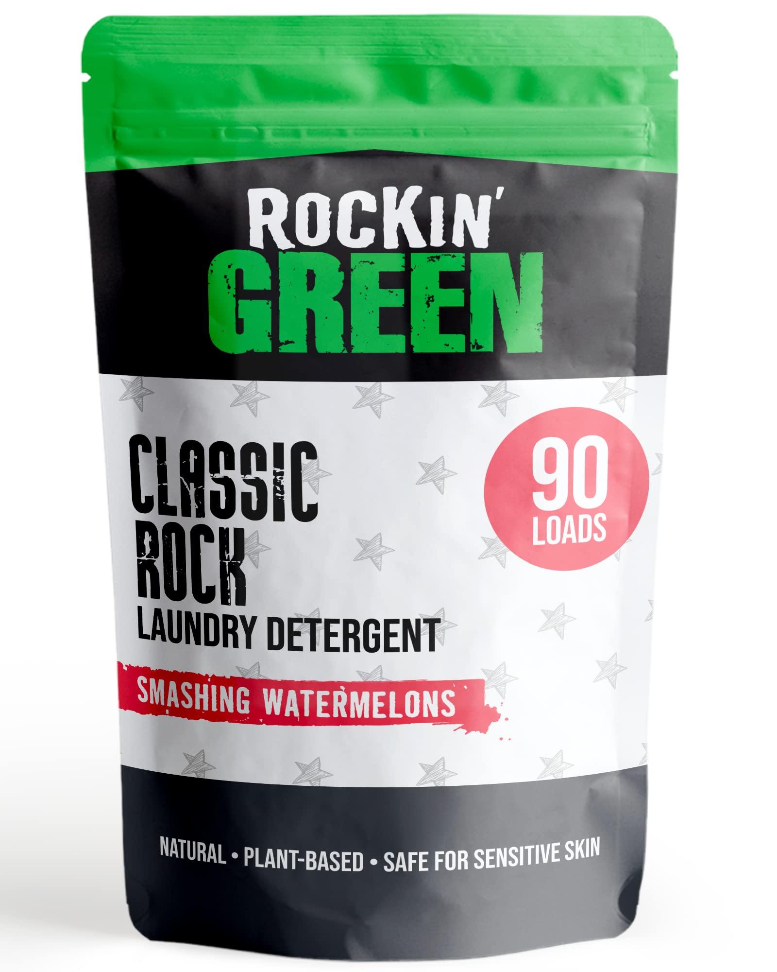 Rockin' Green Rockin' Green Classic Rock Laundry Detergent (90 Loads), Plant based, All Natural Laundry Detergent Powder, Vegan and Biodegradable Odor Fighter, Safe for Sensitive Skin, 45 oz (Smashing Watermelons).