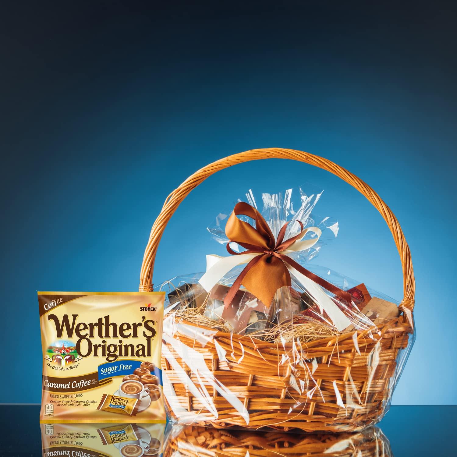 Sweetzo Werther's Original Caramel Coffee Sugar Free Hard Candies, Individually Wrapped Snacks for Adults, Gift Basket Stuffers, Pack of 2, 2.75 Ounces