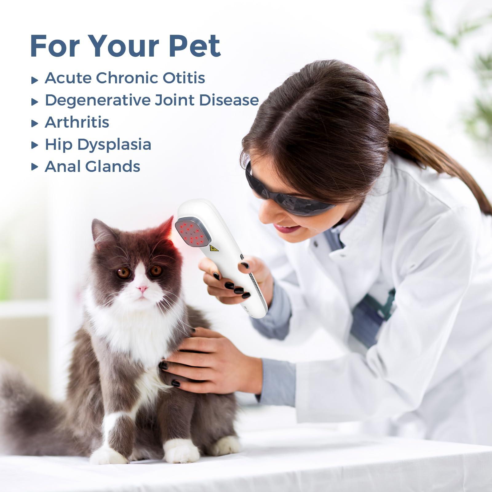 SINORIKO Red Light Therapy Device for Shoulder Back Knee Joint Muscle Pain Relief, 13pcs x 650nm + 3pcs x 808nm, 4 Power + 4 Timer, Handheld Cold Laser Therapy Device for Dogs Pet Horse