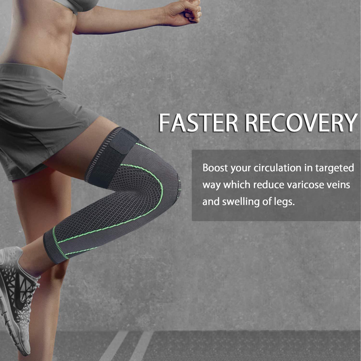 SKDK Full Leg Sleeves Long Compression Leg Sleeve Knee Sleeves Protect Leg, for Man Women Basketball, Arthritis Cycling Sport Football, Reduce Varicose Veins and Swelling of Legs