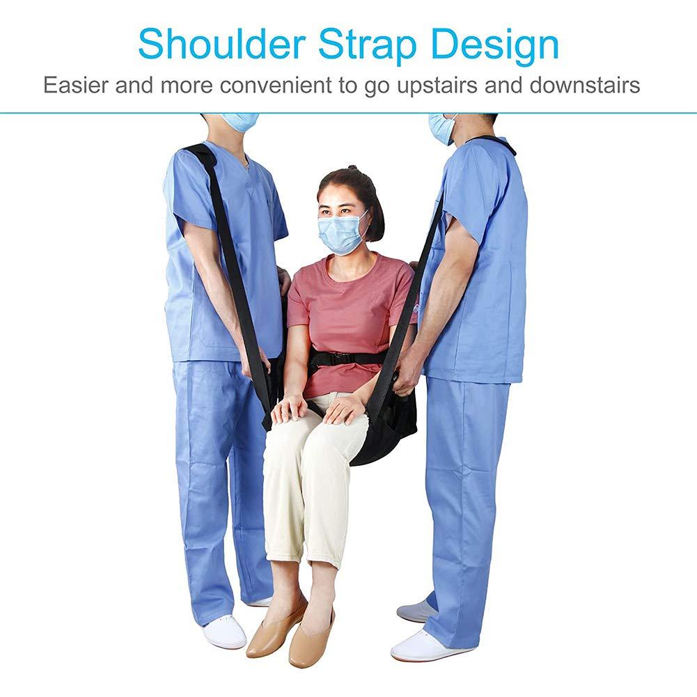 YUSIWOAL Patient Lift Stair Slide Board Transfer Emergency Evacuation Chair Wheelchair Seat Belt Lifting Sling Sliding Transferring Disc Use for Seniors,Bedridden,Disabled,Obesity ( Color : Black , Size : A )