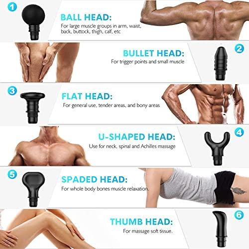 EEKER EEKER Massage Gun Muscle Relaxer High Frequency Vibration Massage Grab Fitness Electric Impact Gun, 6 Massage Heads, LCD Touch Screen,Black Silk