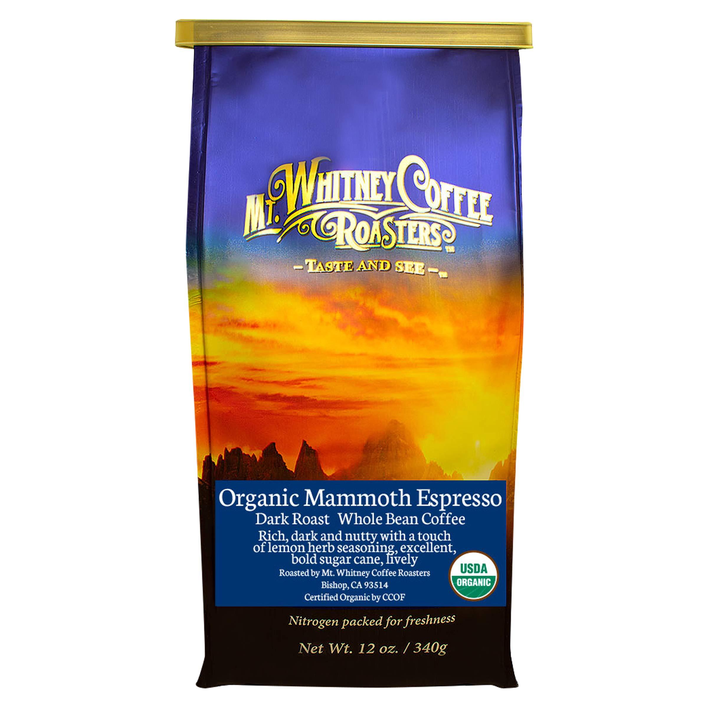 Mt. Whitney Coffee Roasters Mt. Whitney Organic Mammoth Espresso, Low Acid Coffee (Whole Bean, 12 Oz)