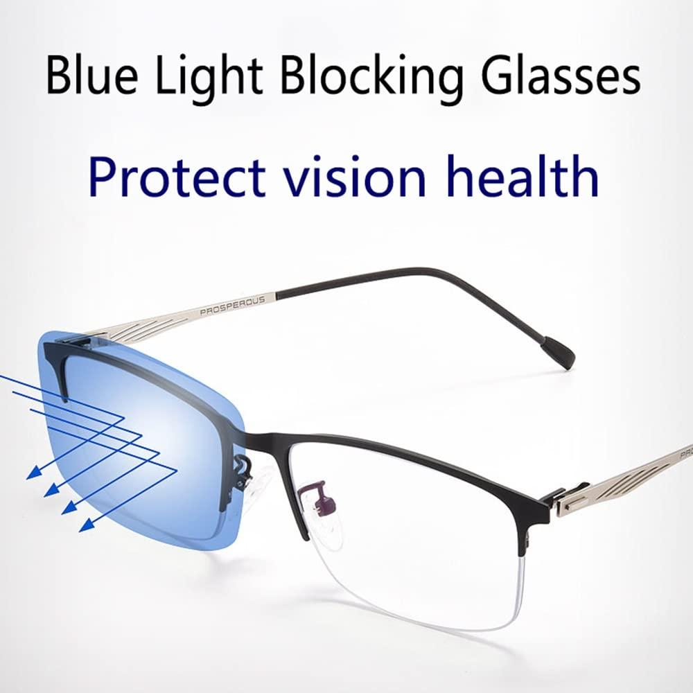 DDXW DDXW Photochromic Reading Glasses Men Transition Sunglasses Multifocus Metal Half Frame Eyeglasses Black Fashion Reading Sunglasses (Size : +2.50)