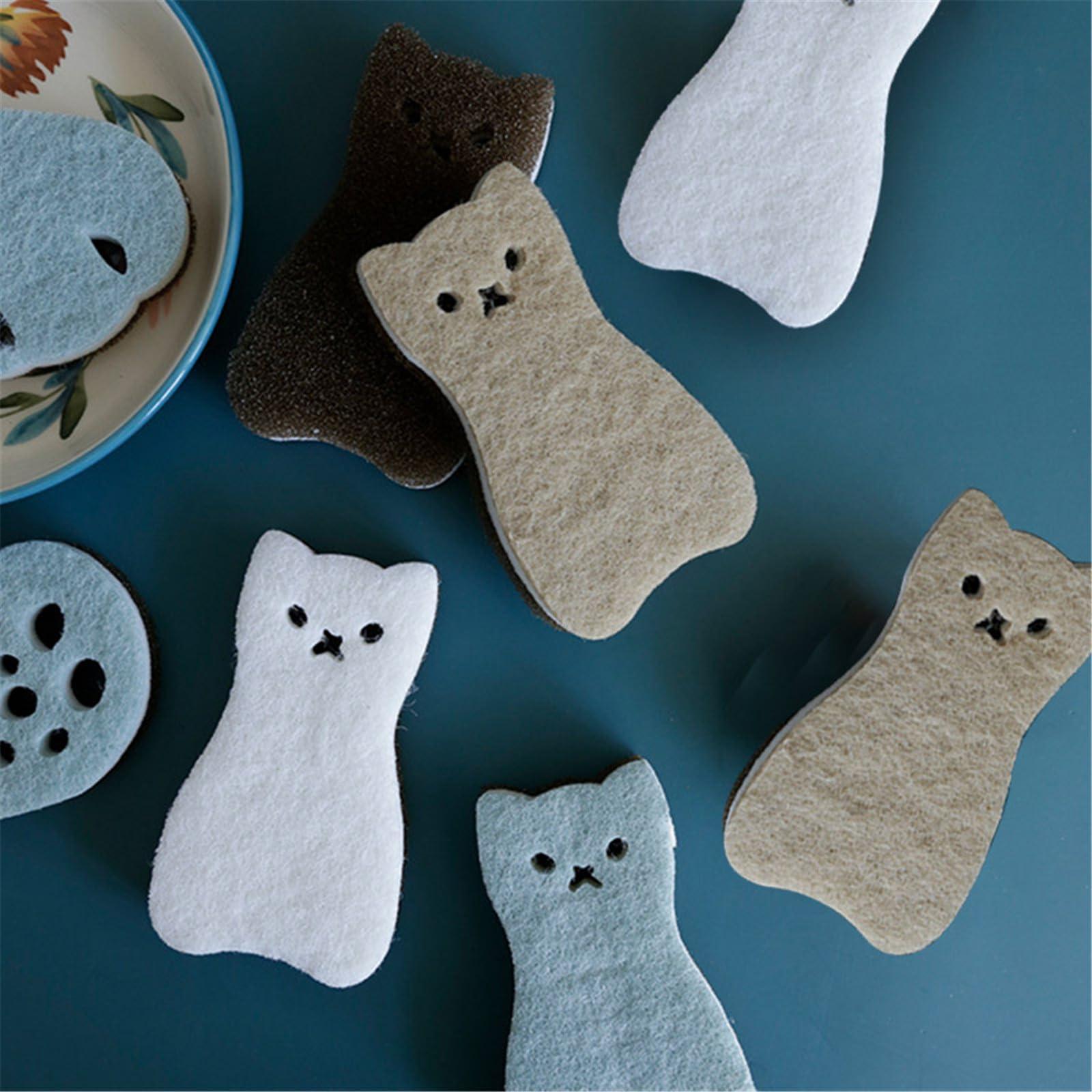 ASkinds ASkinds 8Pcs Magic Cleaning Sponge Cute Cartoon Cat Cleaning Sponge Non Scratch Dish Washing Pad Kitchen Scrubber Sponge Scouring Pad Set for Dishes Pots Pans
