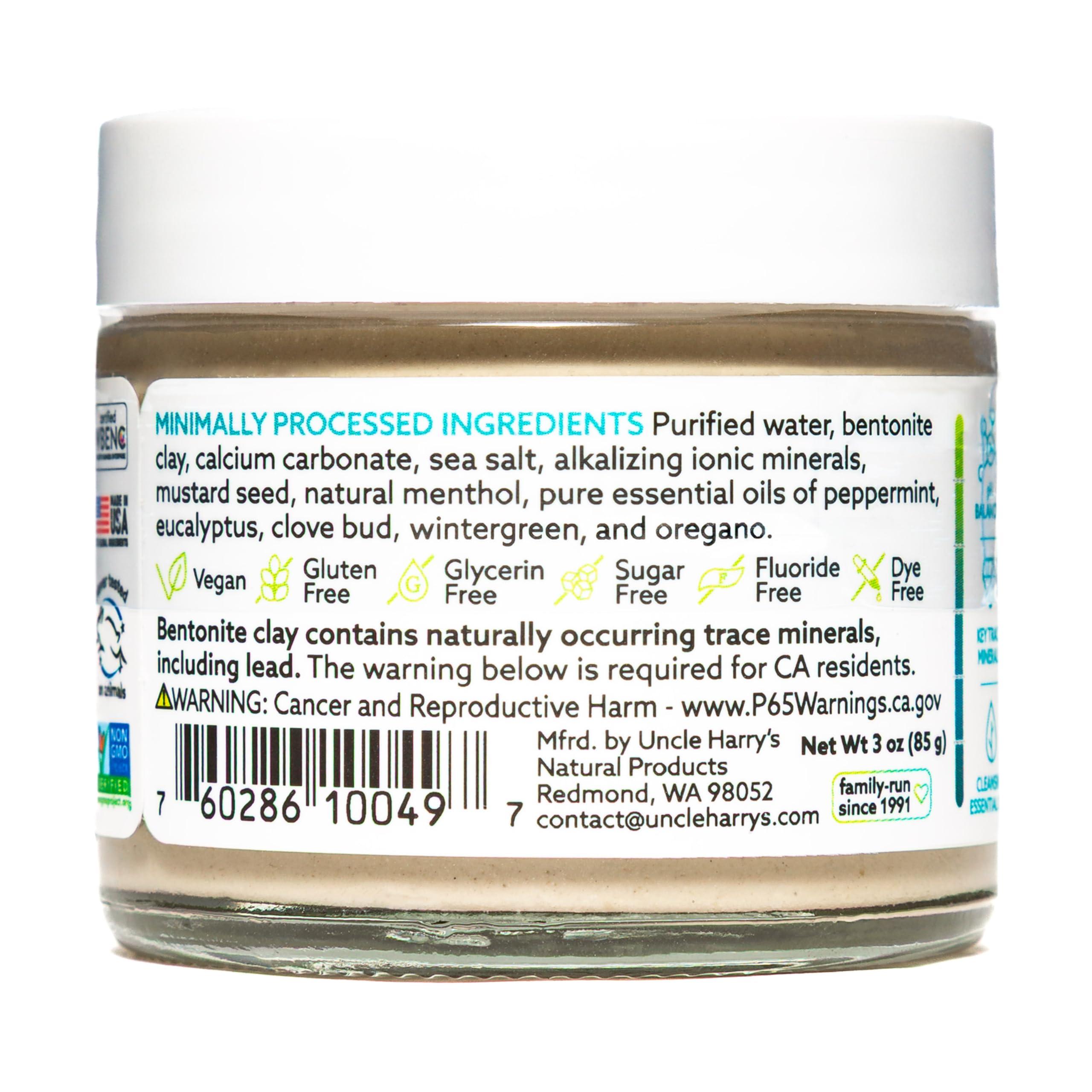 Uncle Harry's Uncle Harry's Natural & Fluoride-free Remineralizing Toothpaste - Freshens Breath & Strengthens Enamel - Peppermint, 3 Ounce (Pack of 6)