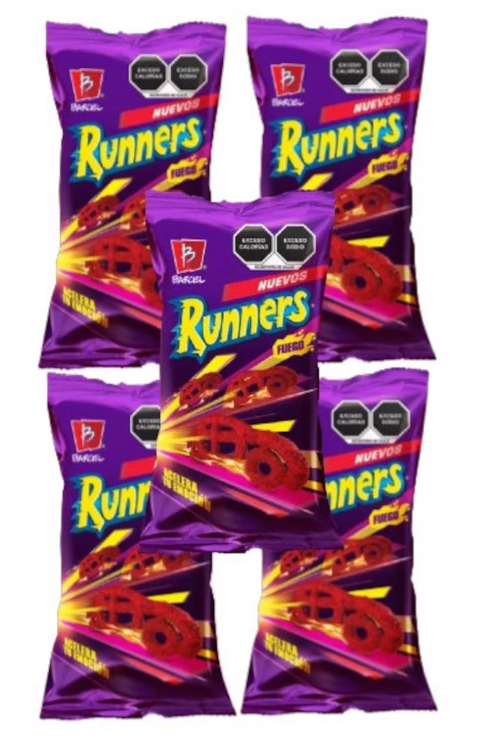 SENOR BANANA Runners Fuego Barcel mexican chips. 5 bags of 62g bags each