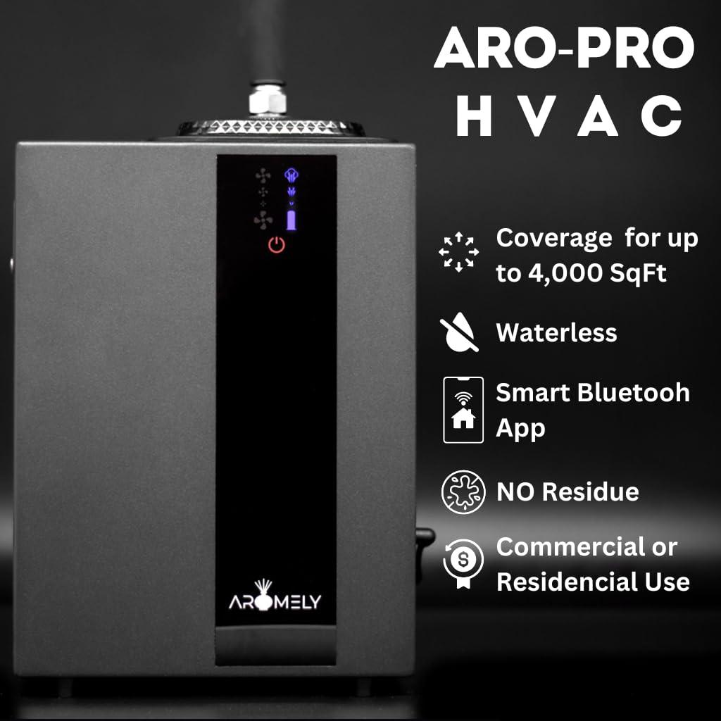 AROMELY Aromely Smart Bluetooth HVAC Scent Diffuser, Aromatherapy Nebulizing Waterless Diffuser for Home, Office, Large Room, Perfect Aroma Diffuser Up to 4,000 SQSF with Large 800ml Oil Bottle - Black