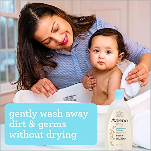 Aveeno Baby Aveeno Baby Daily Moisture Gentle Bath Wash & Shampoo with Natural Oat Extract, Hypoallergenic, Tear-Free & Paraben-Free Formula For Sensitive Hair & Skin, Lightly Scented, 12 fl. oz