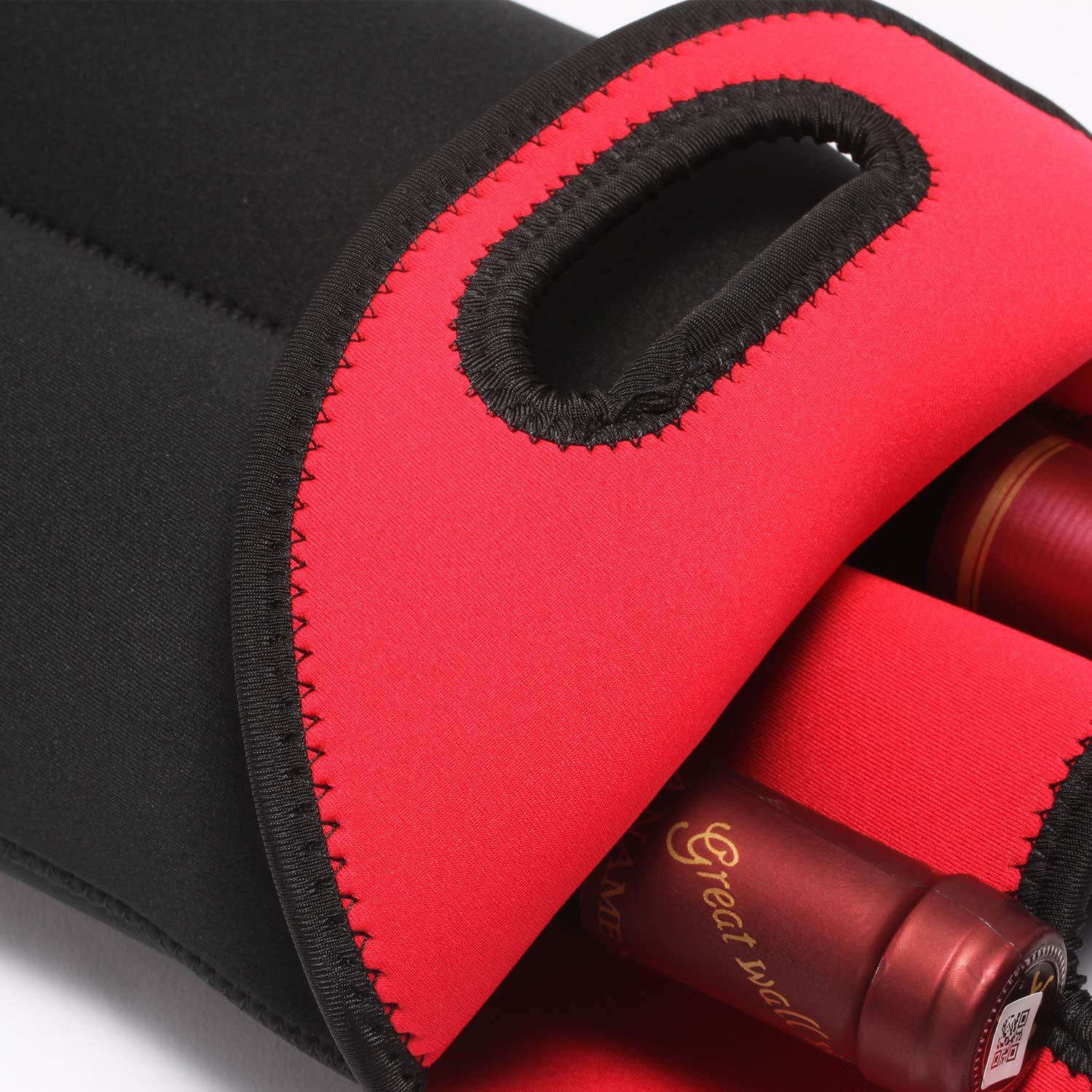 FUN LAVIE FUN LAVIE Single Wine Bag Wine Totes Neoprene Wine Sleeve Tote for Wine,Water, Champagne, Beer Bottles 15 x 6.3 Inches,Black