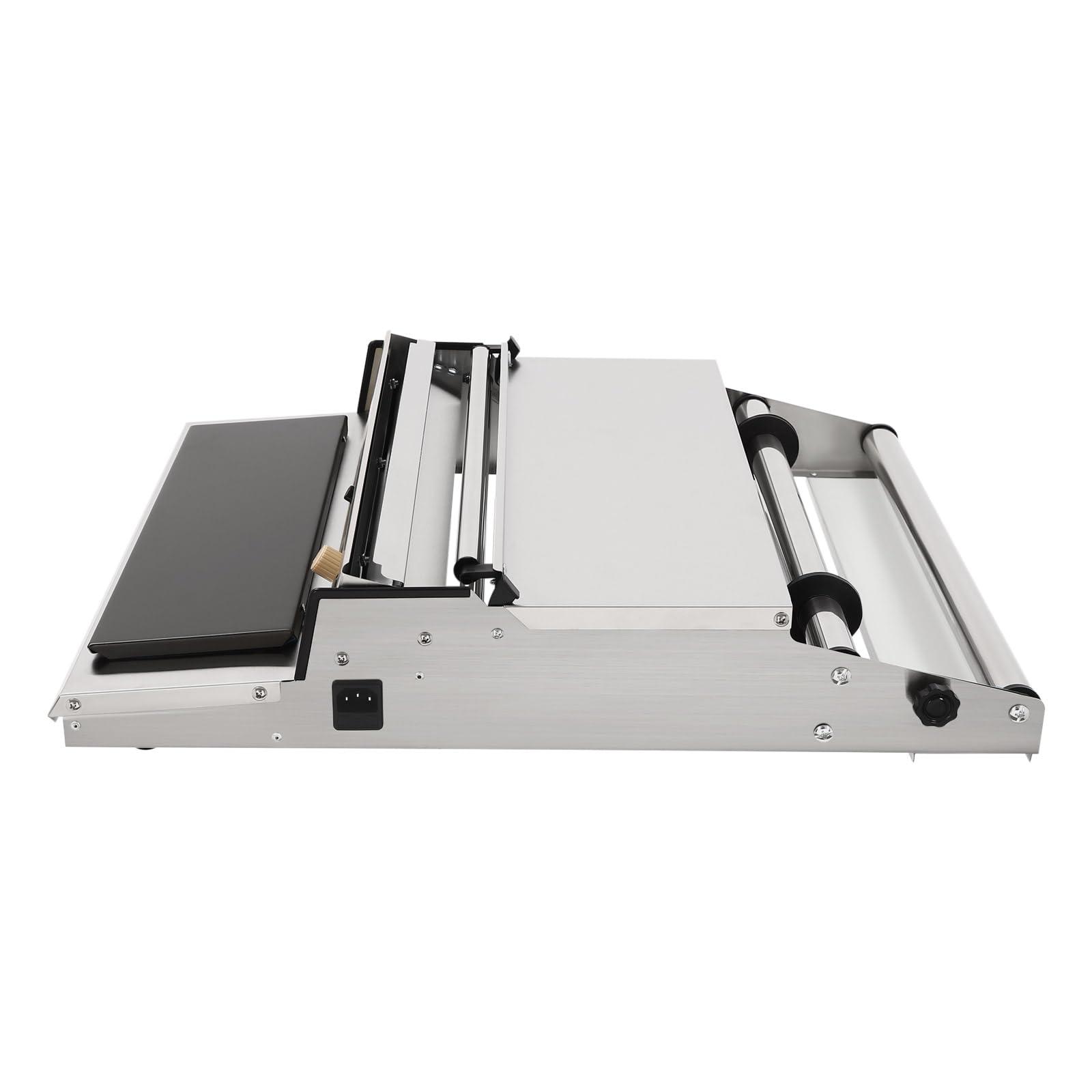 VPABES VPABES 18 Inch/45CM Hand Wrapping Machine Film Wrapper for Food Packaging, Large Tray Cling Film Wrapper Dispenser with 5-Level Adjustable Heat, Cutter and Heating Plate Individual On/Off Control