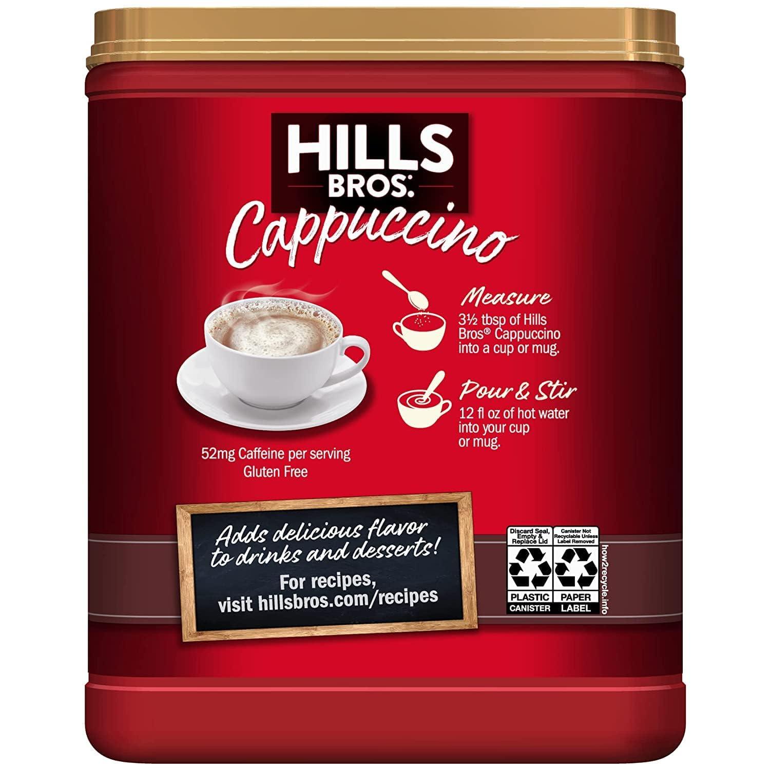 Hills Bros Hills Bros. Instant Cappuccino Mix, Double Mocha 16 Ounces- Frothy, Decadent Cappuccino with a Deep, Rich Chocolate Flavor (Pack of 3)