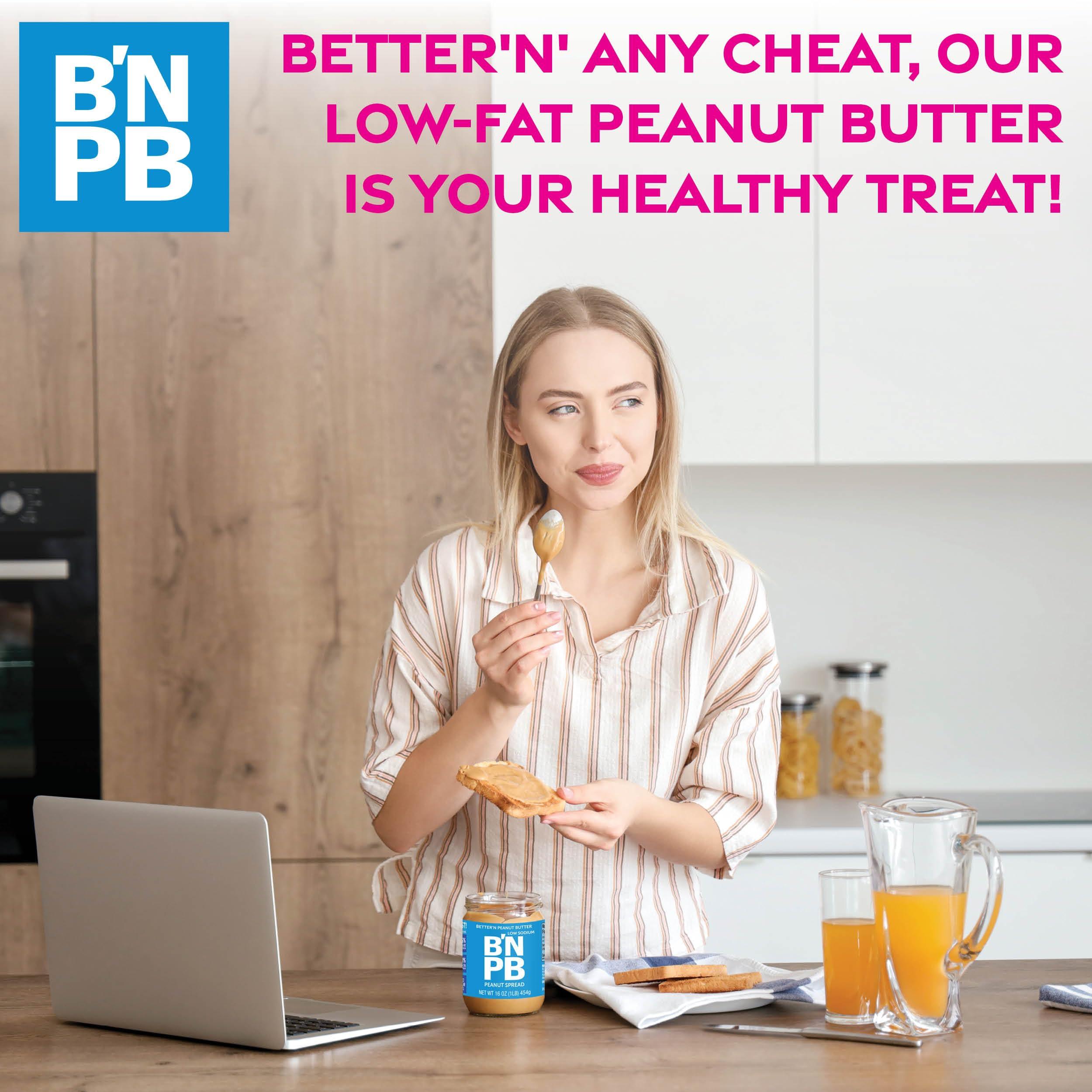 Better'n Peanut Butter Peanut Spread Low Fat and Low-Sodium Peanut Butter Spread by Bettern Peanut Butter, Creamy Low-Calorie Peanut Spread with No Saturated Fat, Gluten Free, Dairy Free, Non GMO, Kosher, Pack of 3, 16 oz. Glass Jars