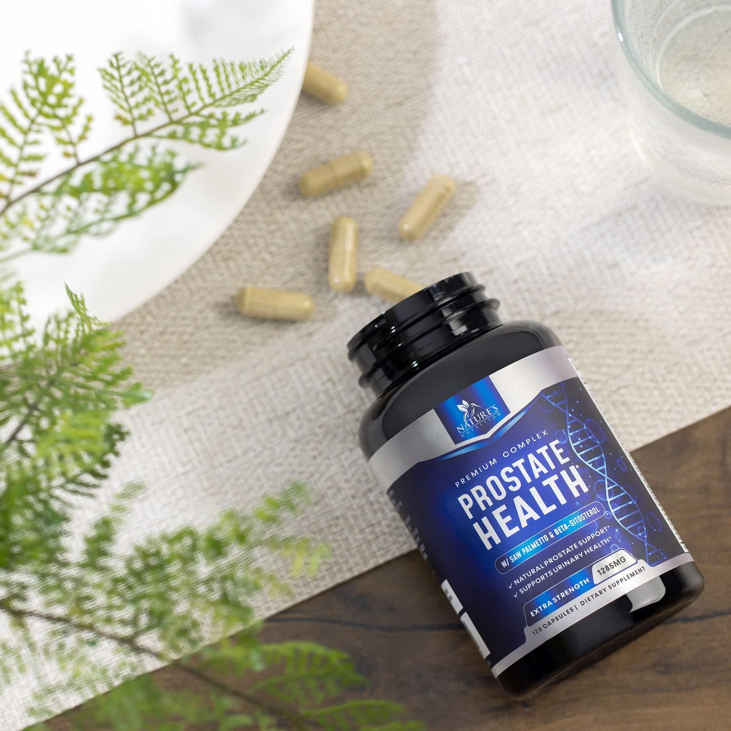 Nature\'s Nutrition Prostate Men Supplement - Support Complex Formula with Saw Palmetto, Beta Sitosterol, Stinging Nettle, Pygeum, Pumpkin Seed, Zinc, Vitamin B6 E - Supports Prostate & Urinary Health - 120 Capsules