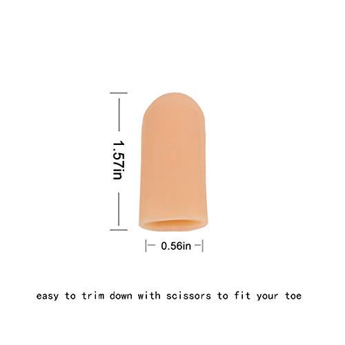 Conpru 16 Pieces Gel Toe Caps, Silicone Toe Protector Toe Covers, Gel Toe Cushion to Protect Toe from Rubbing, Ingrown Toenails, Corns, Blisters, Hammer Toes and Other Painful Toe Problems (Beige)