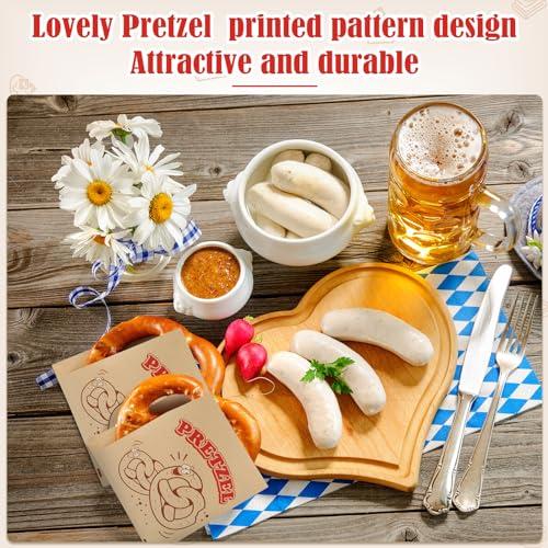 Colarr Colarr 400 Pcs Soft Pretzel Bags 6.69 x 7.09 Inch Paper Sandwich Wrappers Grease Resistant Double Open Bags Food Snack Cookie Chocolate Holder for Stands Wedding Birthday Christmas (Patterned Style)