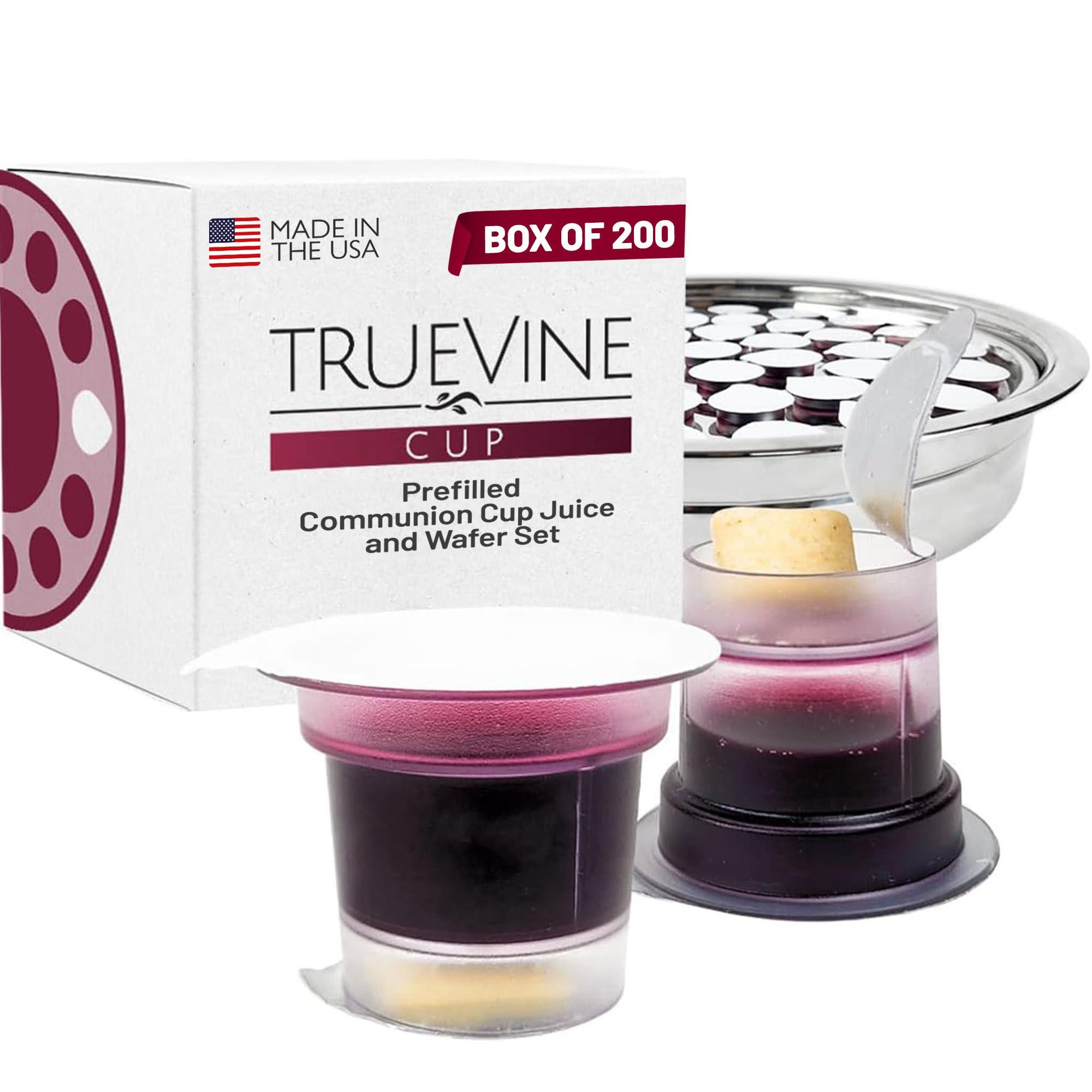truevine truevine Top & Bottom Communion Cups and Wafer Set - Prefilled Cups with Fresh Unleavened Bread & Grape Juice - Carefully Packaged & Easy to Open, Ideal First Communion Favors for Guests (200 Count)