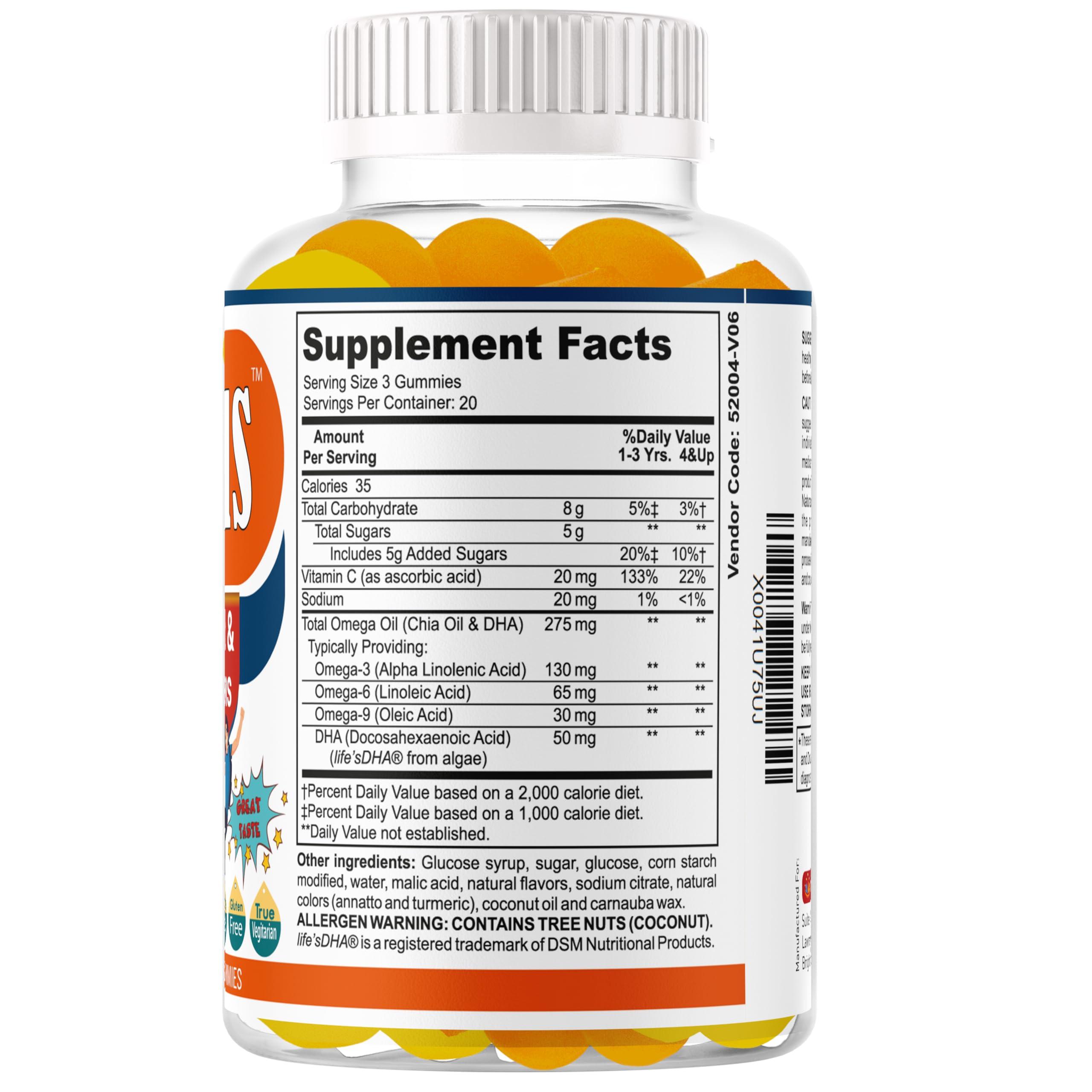 BrightKids BrightKids Brain Supplements for Memory and Focus, Omega 3 & DHA Focus Gummies for Kids, Memory Booster Focus Supplement for Kids & Teens- Low-Sugar, Natural Fruit Flavor 60 Gummies