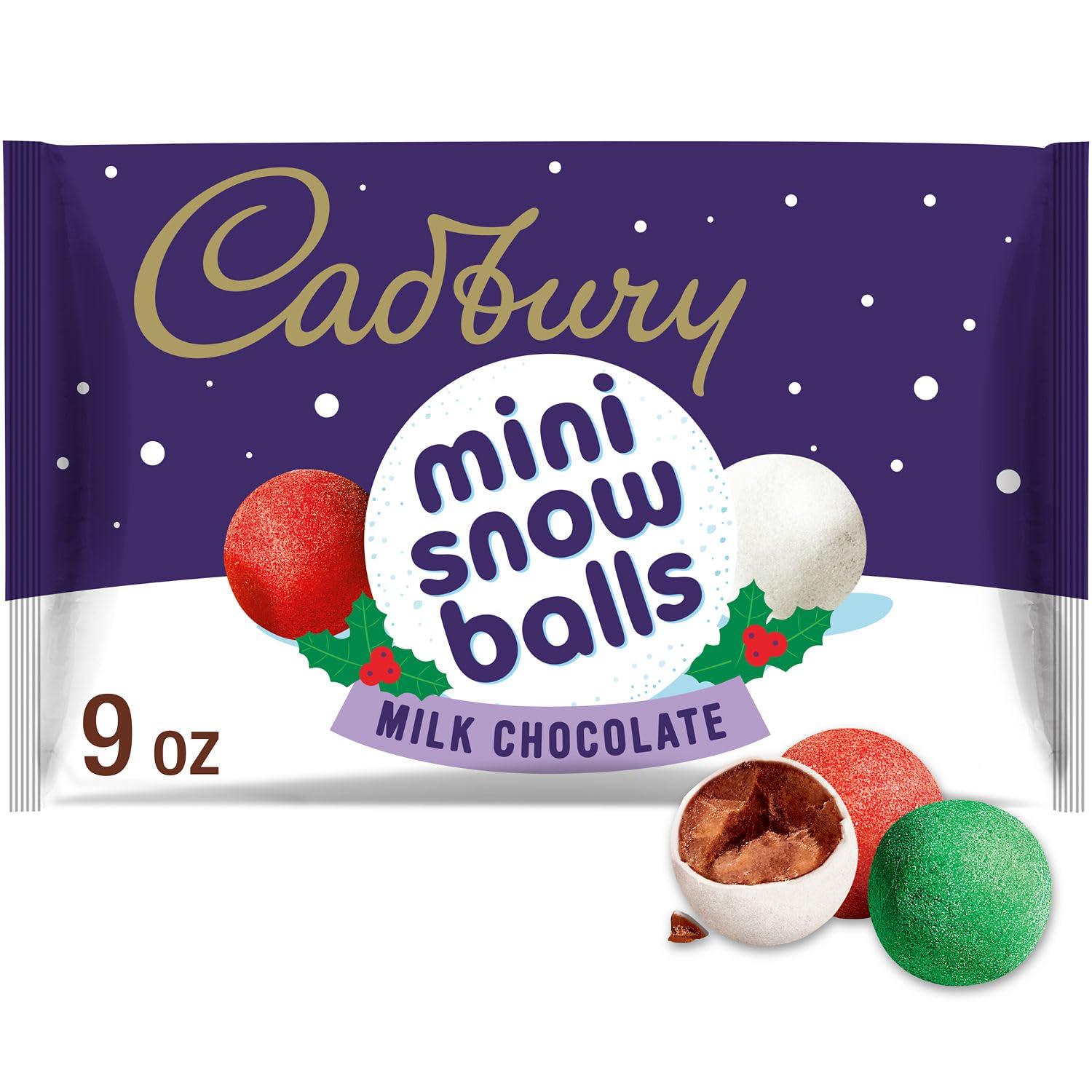 Cadbury CADBURY Mini Snowballs Milk Chocolate, Christmas Candy Bag, 9 oz