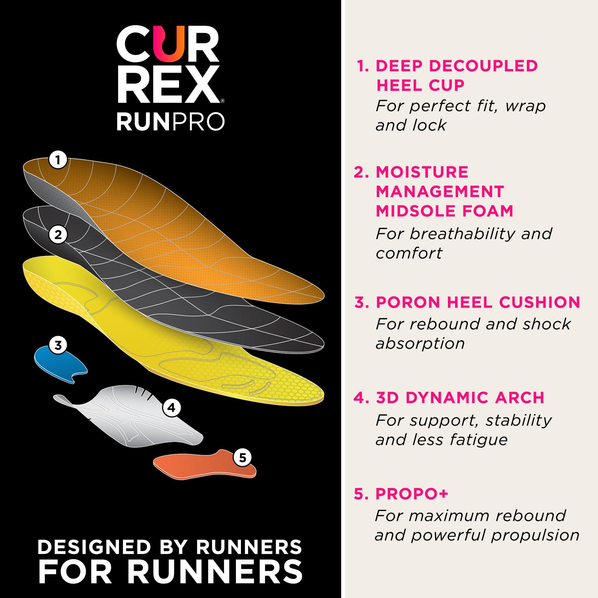 currex CURREX RunPro Insoles for Running Shoes Arch Support Inserts to Help Reduce Fatigue, Prevent Injuries & Boost Performance for Men & Women High Arch, 2X Size