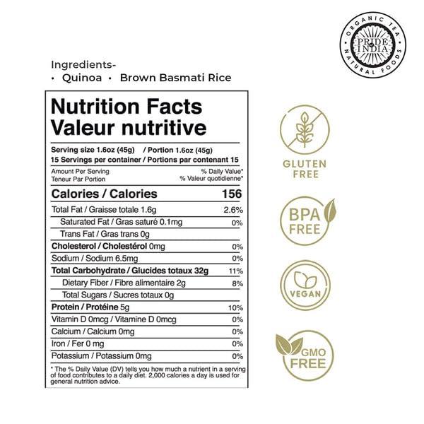 Pride Of India Pride Of India - PACK of 6 - Quinoa & Basmati Whole Grain Mix - Brown Rice Quinoa Supergrain, 1.5 Pound Jar