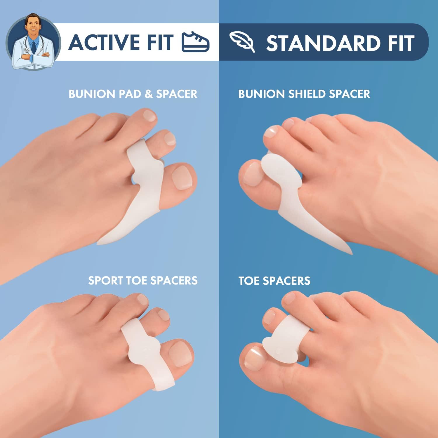 Dr. Frederick's Original Dr. Frederick\'s Original Sport Bunion Toe Spacer Set - 4Pcs - Soft Gel Splints - One Size Fits All - Fast Relief - Wear with Shoes - for Men & Women