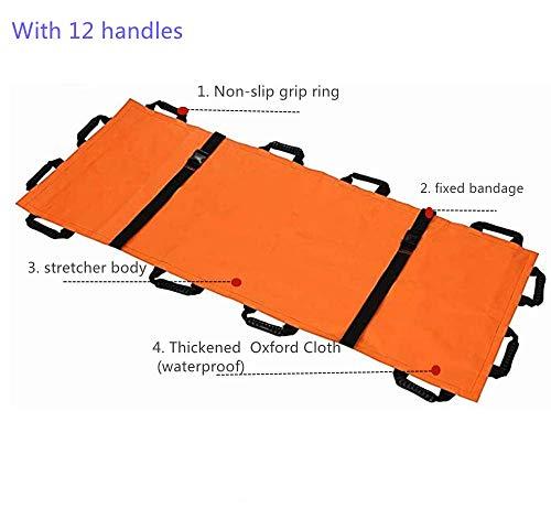 Nurth Nurth Oxford Folding Soft Stretcher with 8 Handles Waterproof Foldable/Emergency Rescue Back Stretcher with Storage Bags for Hospital,Clinic, Home,Sports venues,Ambulance Capacity 350 lbs Orange