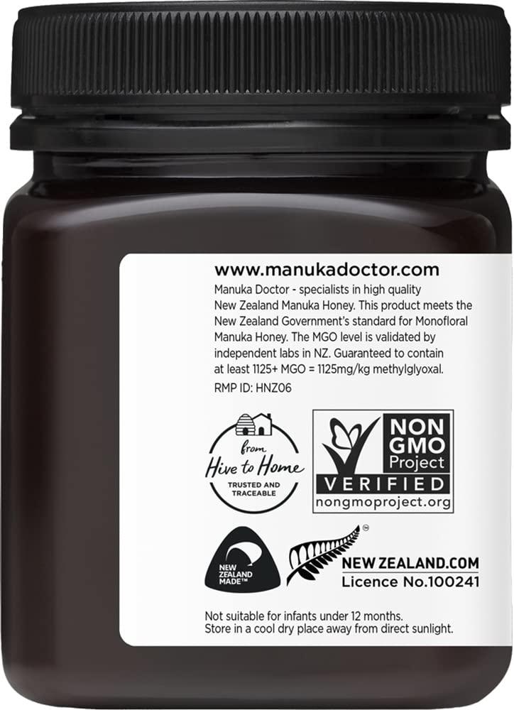 Manuka Doctor MANUKA DOCTOR - MGO 1125+ Manuka Honey Monofloral, 100% Pure New Zealand Honey. Certified. Guaranteed. RAW. Non-GMO (8.75 oz)
