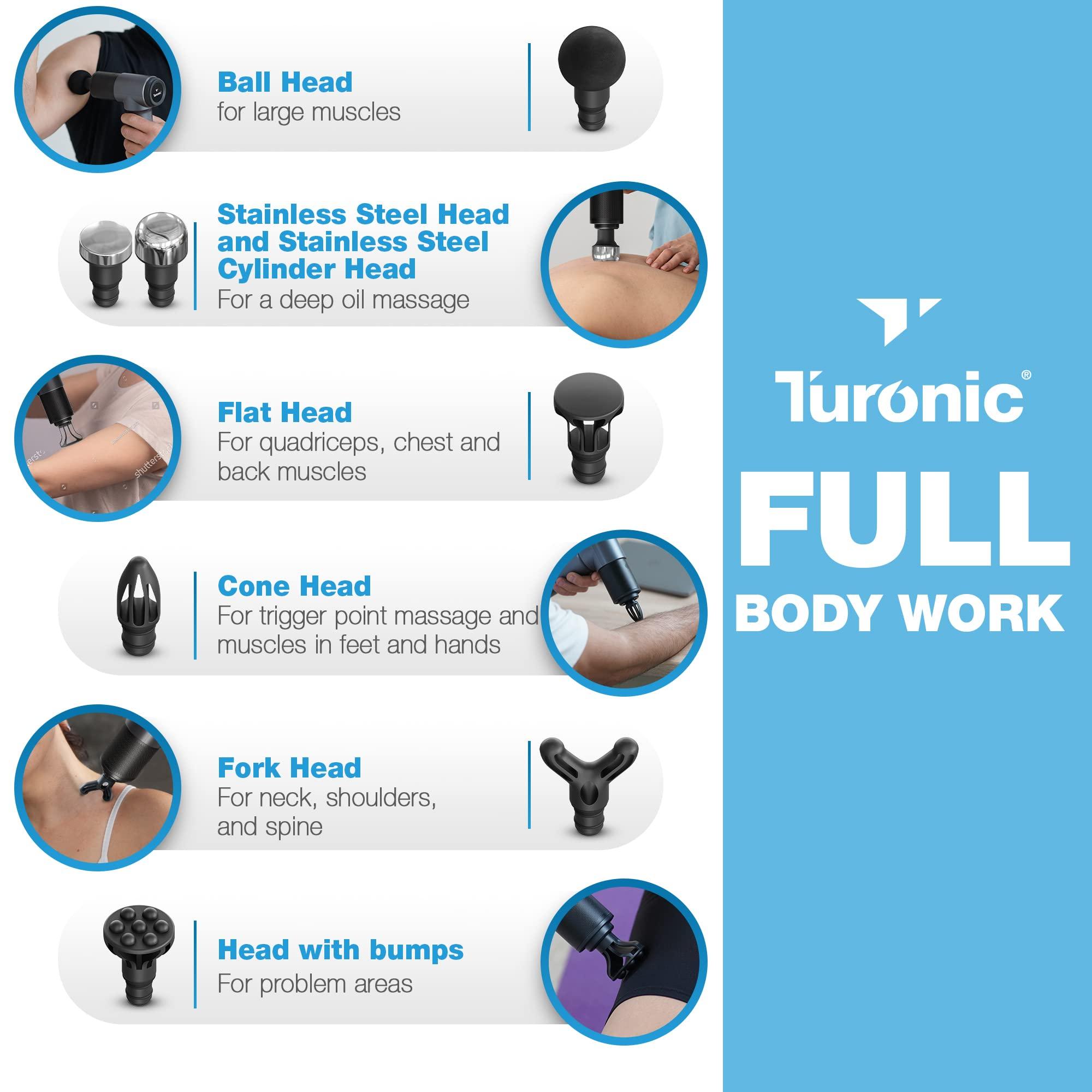 Turonic Turonic GM5 Handheld Massage Gun - Deep Tissue Percussion Massager, 20 Speeds, 7 Heads, Quiet, Powerful, Portable, Cordless, Rechargeable for Athletes, Personal Use, Shoulder, Leg, Foot, Back, Body