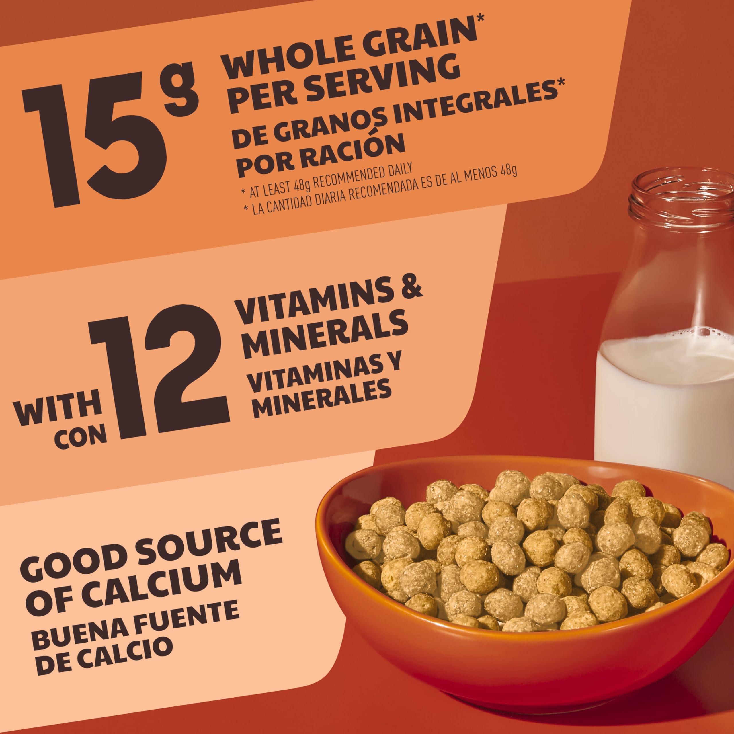 Reese\'s REESES PUFFS Peanut Butter Lovers Breakfast Cereal, Made with Whole Grain and Real REESES Peanut Butter, Family Size, 19.7 oz