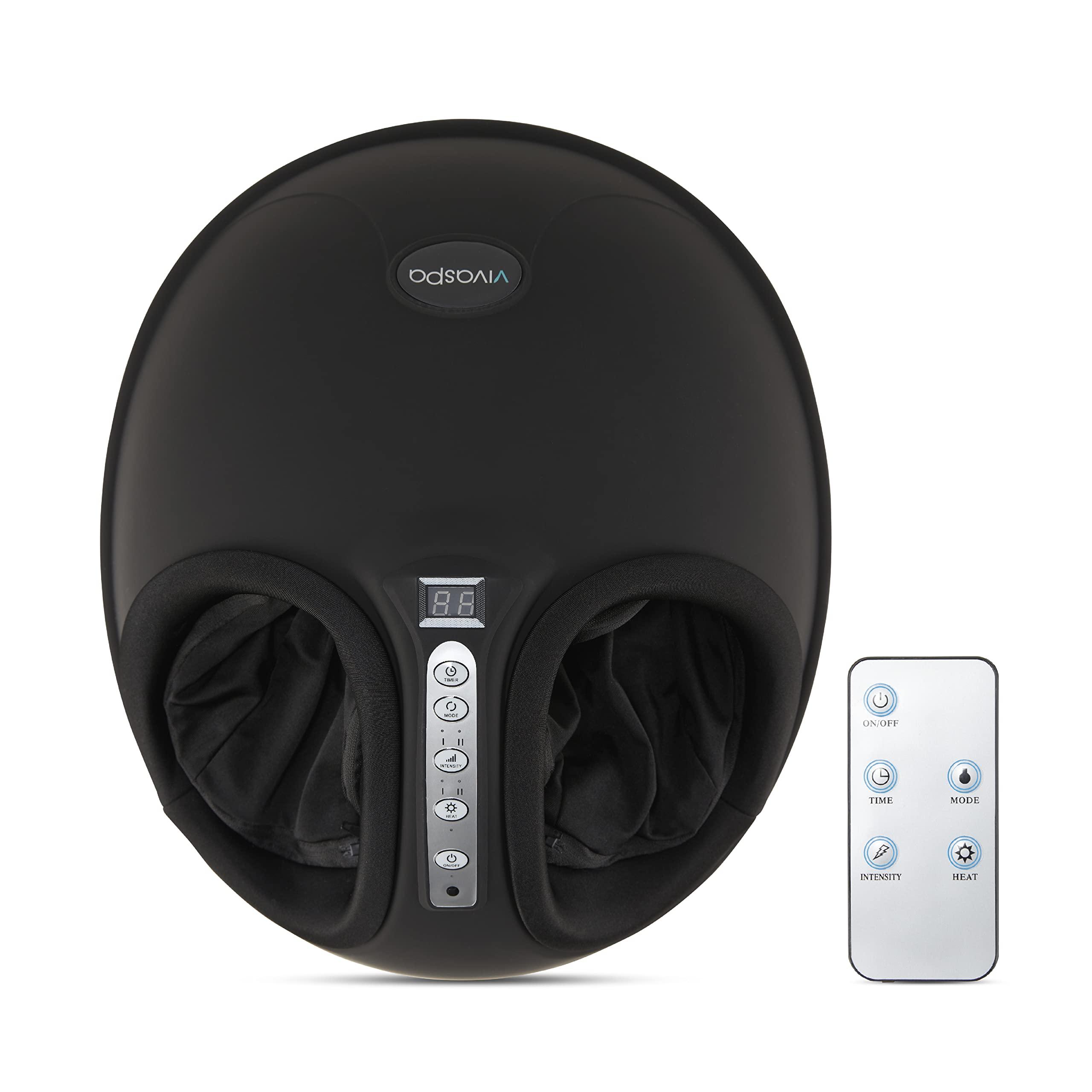 Vivitar Vivaspa Air Pressure Foot Massager with Heat and Remote Control, Adjustable Feet Massage Machine with 3 Intensity Levels, Deep Kneading and Rolling for Home or Office Use