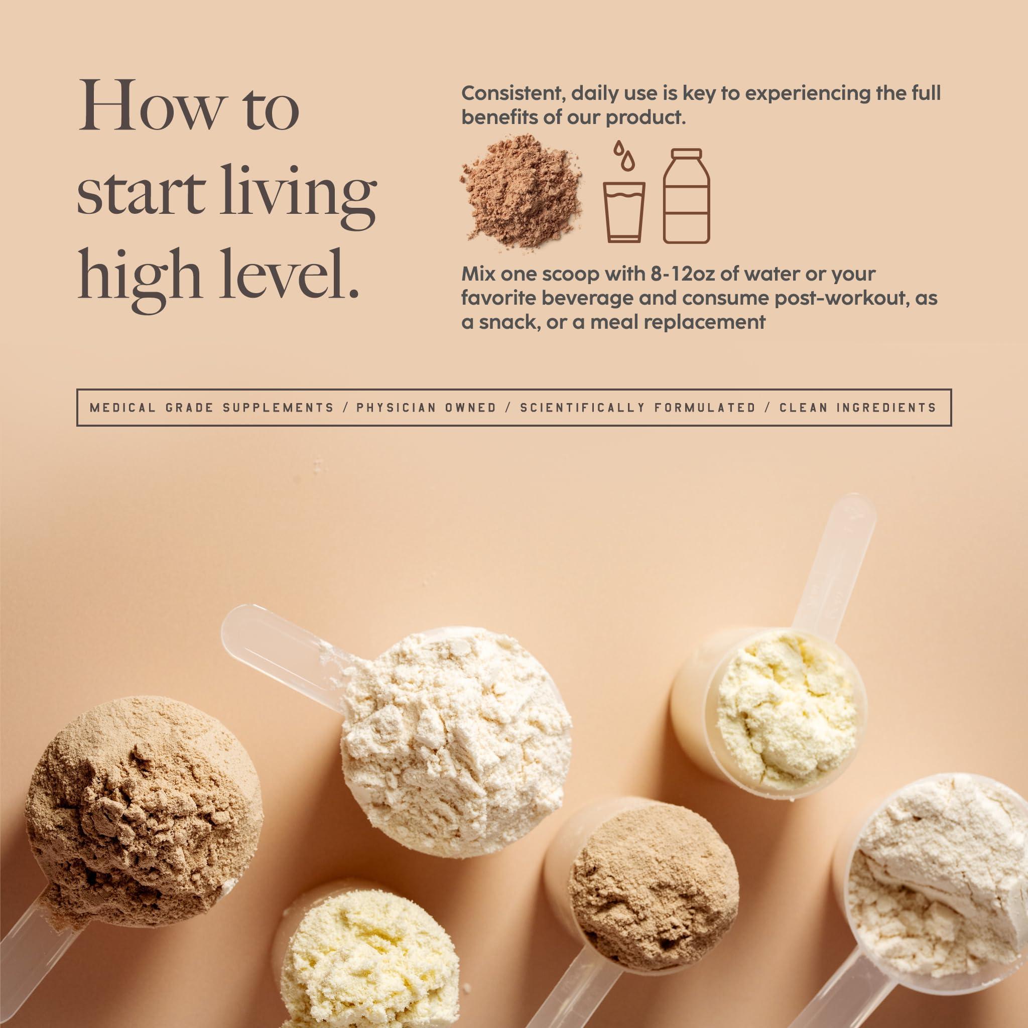 High Level High Level Whey Protein Powder - Natural, 24g Protein, 2 lb, Salted Caramel Shake Sweetened with Stevia, Ultra-Filtered, Non-GMO, Includes Digestive Enzymes, No Artificial Additives, Made in USA