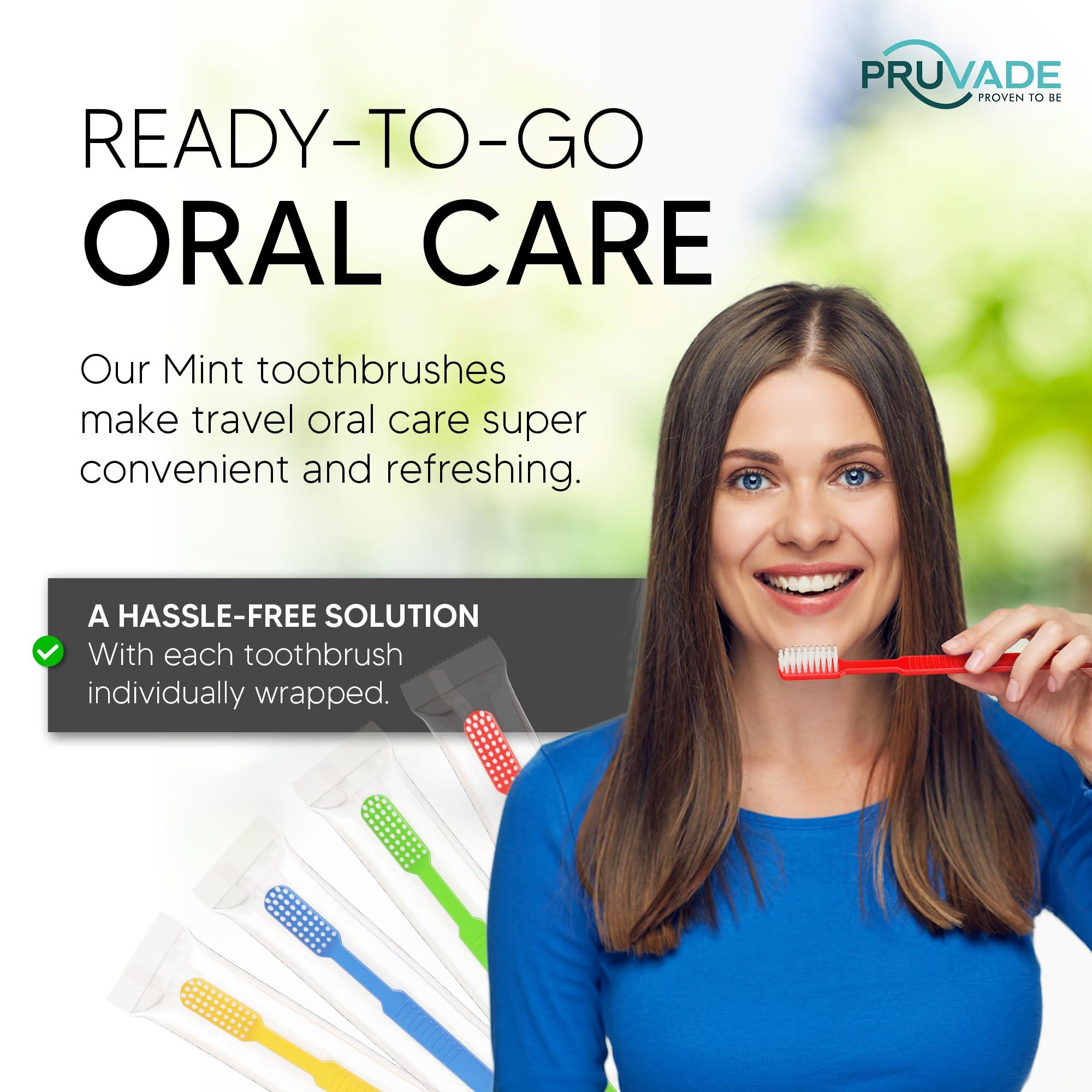 Pruvade Pruvade 144 Pack Disposable Toothbrushes with Toothpaste, Built in - Prepasted Toothbrushes Individually Wrapped |Single Use Waterless Tooth Brush with Soft Bristles for Hotel, Camping, Travel