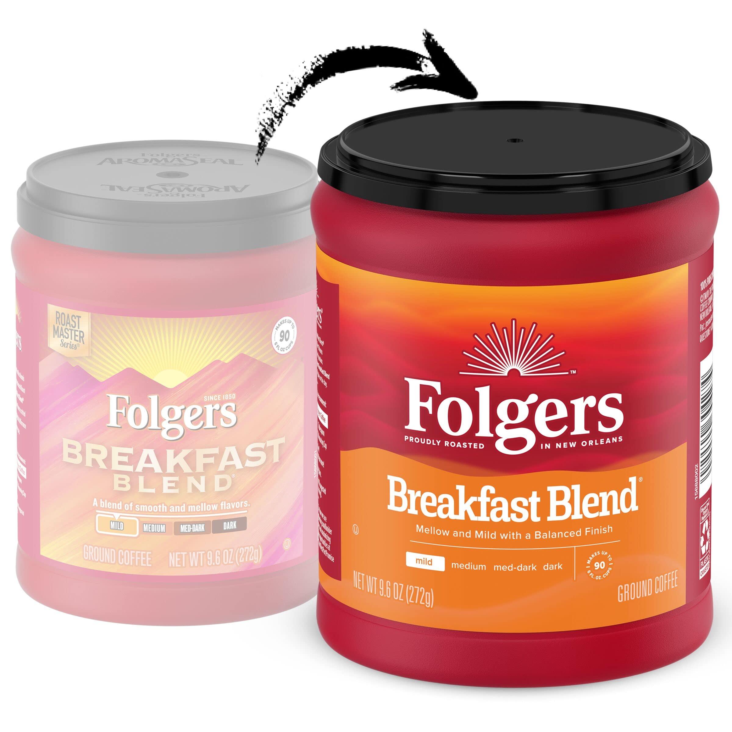 Folgers Folgers Breakfast Blend medium_roast Ground Coffee, Smooth & Mild Coffee, 9.6 Ounce Canister