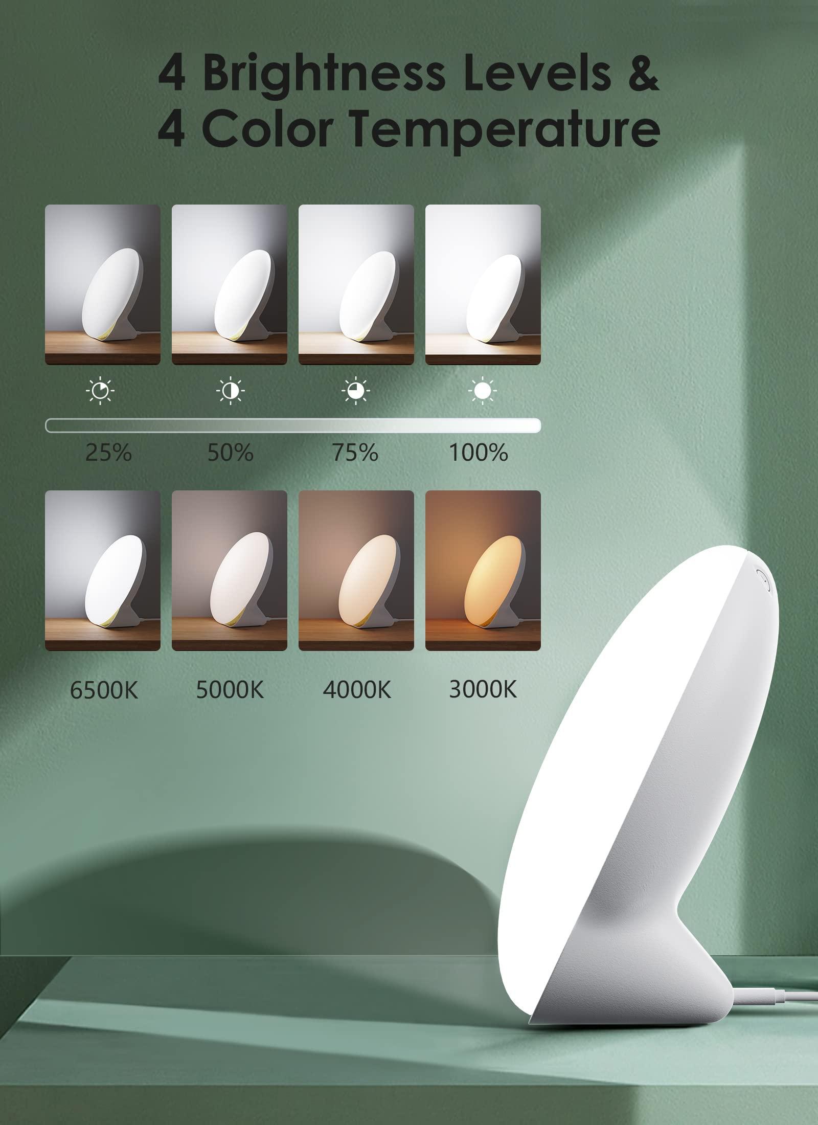 MediAcous Light Therapy Lamp, MediAcous UV-Free 10000Lux Therapy Light, Sunlight Lamp with 4 Brightness Levels & Color Temperature & Timer, Daylight Lamp with Memory Function, Touch Control & Compact Size