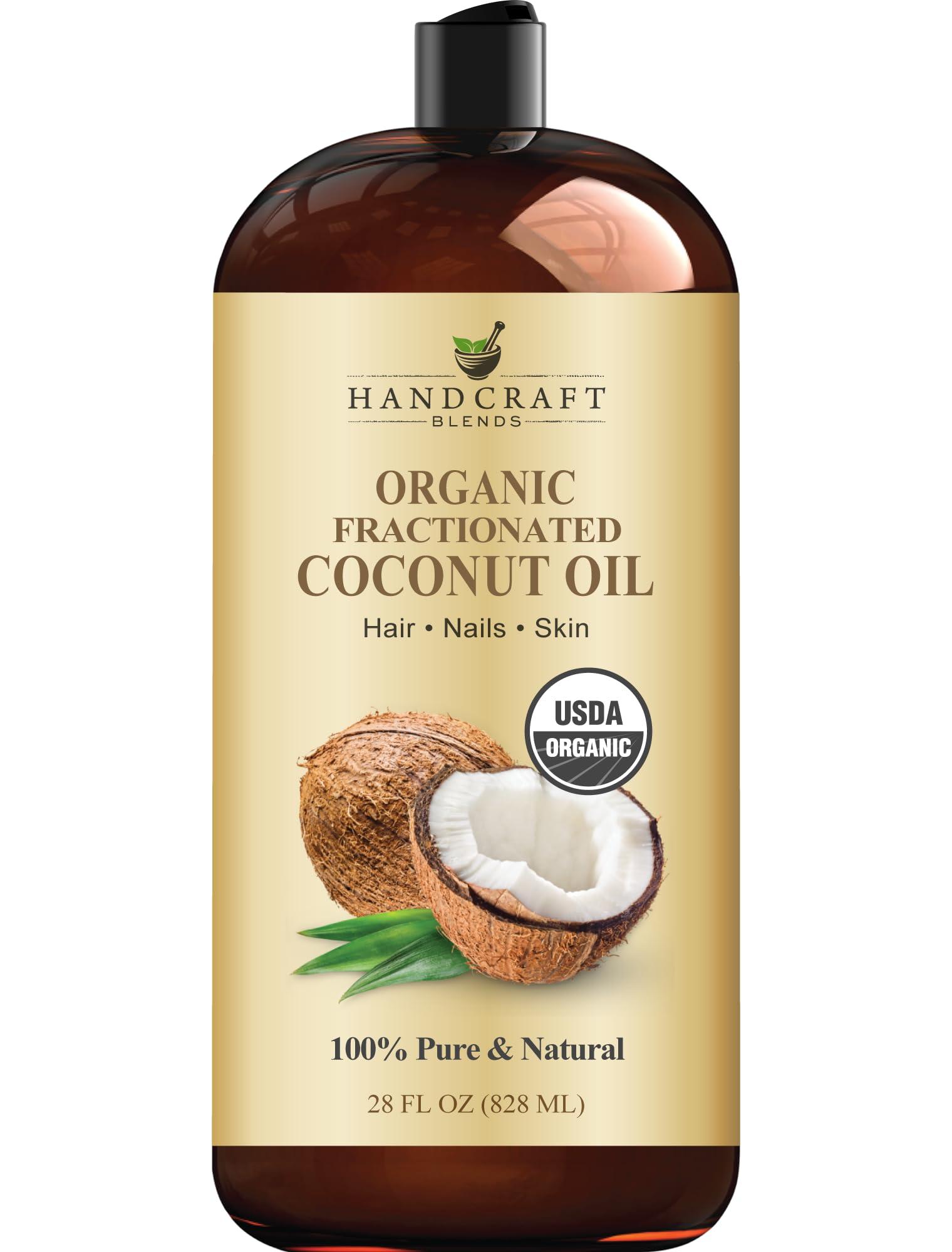 Handcraft Blends Handcraft Blends Organic Fractionated Coconut Oil - 28 Fl Oz - 100% Pure and Natural - Premium Grade Carrier Oil for Skin and Hair - Hair and Body - Massage