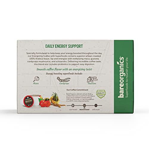 BareOrganics BareOrganics 13214 ENERGIZING USDA Organic Coffee Infused with Superfoods & Probiotics, Organic Coffee Pods, Keurig K-Cup Compatible Organic Coffee Pods, Vegan, Gluten Free, 10 Single (Pack of 2)