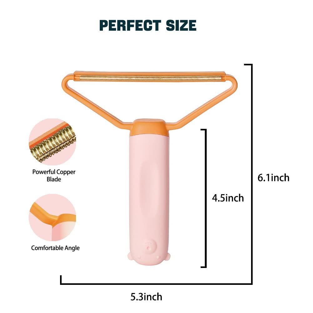Generic Pet Hair Remover Portable, Dog Lint Remover,Cat Hair CleanerReusable Pet Hair and Lint Remover, Dual-Head Portable Cleaner for Carpet, Car and Fur, 3 Color Options for Rug Scraper Tool (Pink)