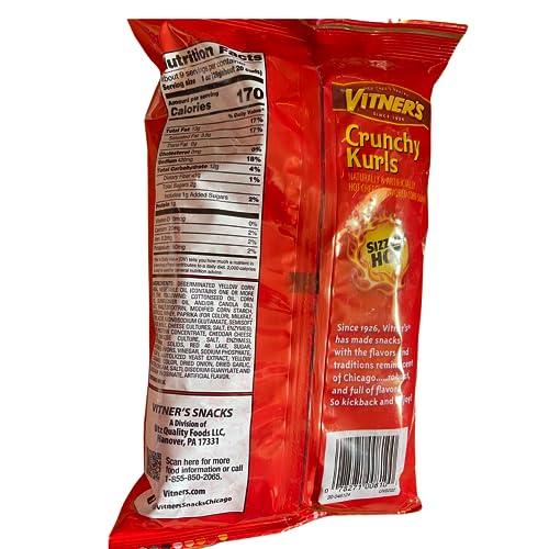 Vitner's Vitners Flaming Hot And Cheesy Crunchy Curls.4 Pack Big 8.75 oz Bags.